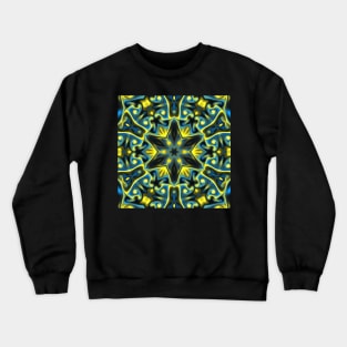 Psychedelic Kaleidoscope Blue and Yellow Crewneck Sweatshirt